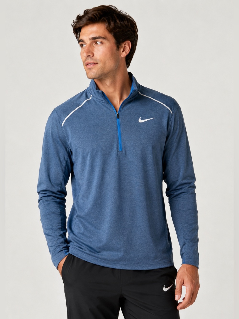 Nike Dri-FIT 1/4 Zip Pullover XL Blue Running Athletic Top 24x31